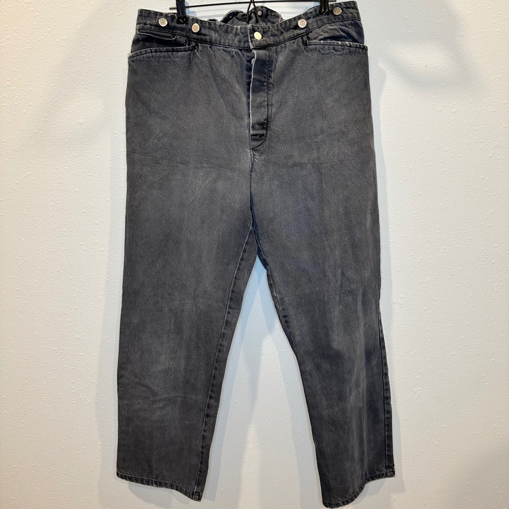 VTG Wah Maker Arizona Jeans Women 38 Black Cinch Back Suspender Western USA‎